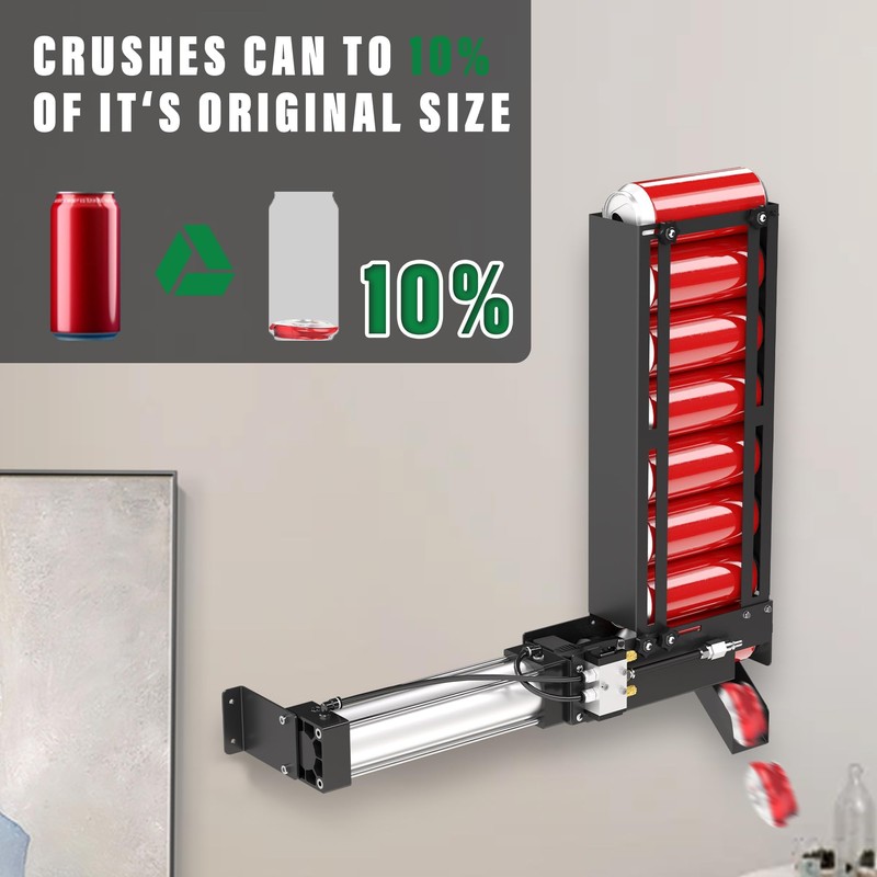 Pneumatic Can Crusher, Air Power Can Crusher Wall Mounted with