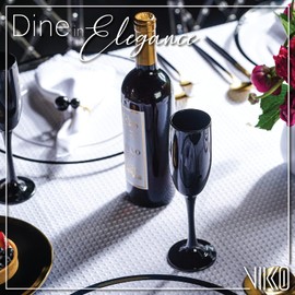 Vikko Décor Black Champagne Flutes: 6 Ounce Capacity – Perfect for Parties, Weddings, and Everyday – Thick and Durable – Dishwasher Safe – Set of 6 Sparkling Wine Glasses