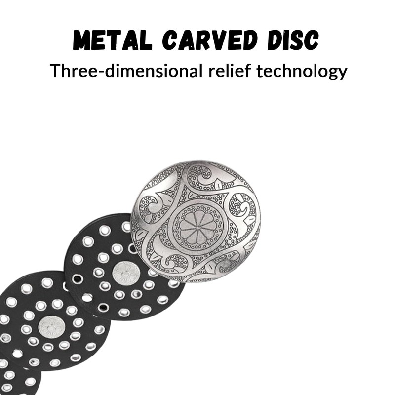 Eterspr Concho Leather Disc, Wide Disc Belt for Women, Boho