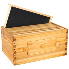 BeeCastle 8 Frame Deep Bee Hive Box, Langstroth Beehive Box Dipped in 100% Natural Beeswax, with Beehive Frames and Beeswaxed Foundations (Unassembled)