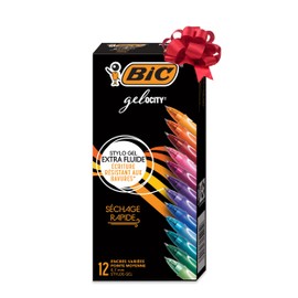 BIC Gelocity Quick Dry Gel Pen with Fast Drying Ink and Comfortable Grip, 12-Count in Assorted Colors