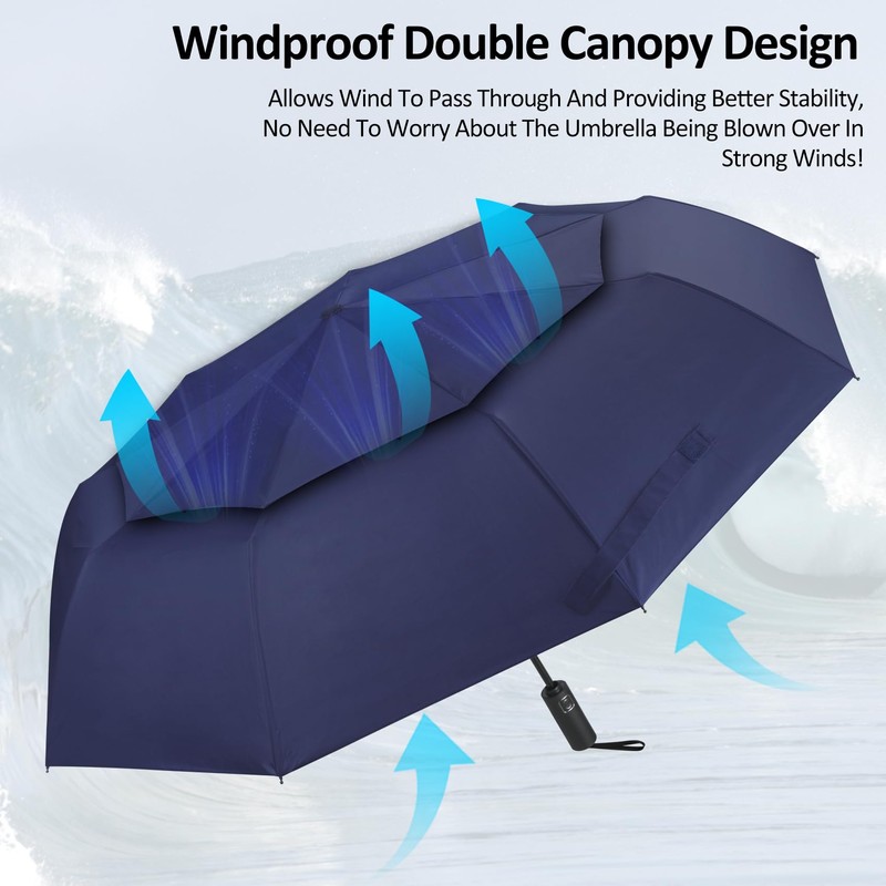 Gifmore Compact Windproof Umbrella - Automatic, Portable, Strong Foldable Travel