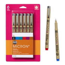 SAKURA 30063 6-Piece Pigma Micron Assorted Colors 01 Ink Pen Set