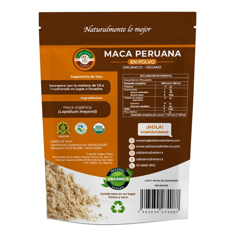 SABIA MADRE TIERRA - Maca Peruana 500g - ORGANICA CERTIFICADA-