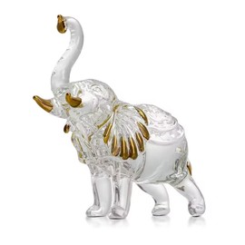 Figura de elefante de vidrio – Exquisito adorno de mesa para decoración del hogar, sala de estar, oficina y recámara