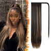 BARSDAR Dark Brown Highlight Straight Ponytail Extension - 26 Inch