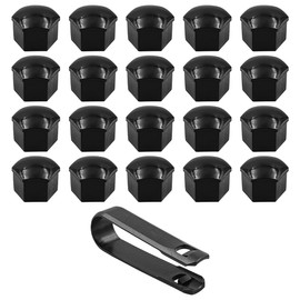 NUZAMAS 20Pcs Wheel Nut Caps 17mm Black Wheel Nut Covers Hexagonal Wheel Bolt Nut Cap Covers with Removal Tool Universal Tyre Hub Covers Lug Nut Bolt Cap Covers