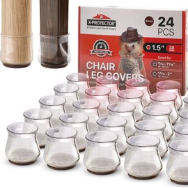 24 PCS Chair Leg Floor Protectors with Felt Pads X-Protector - Furniture Pads for Hardwood Floors - Clear Chair Pads - Ideal Floor Protectors for Chairs - Brown Chair Leg Covers - Protect Floors!