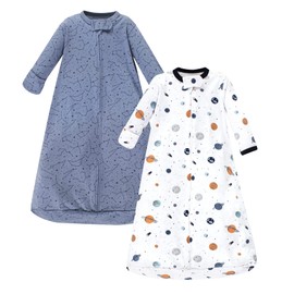 Hudson Baby Unisex Baby Cotton Long-Sleeve Wearable Sleeping Bag, Sack, Blanket, Space, 0-3 Months