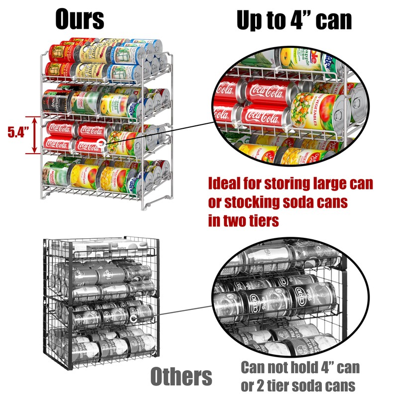 Simple Houseware 2 Tier Stackable Can Rack, Silver, 2 Pack