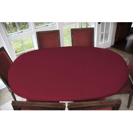 Covers For The Home Deluxe Elastic Edged Flannel Backed Vinyl Fitted Table Cover - Basketweave (Red) Pattern - Oblong/Oval - Fits Tables up to 48" W x 68" L