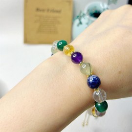 Zyh The ocean Natural Chakra Stones Bracelets Adjustable 8mm Gemstone 14K Gold Plated Bracelet Yoga Meditation Healing Crystal Jewelry