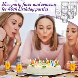 Pickmesh 50 Sets Black Purple Birthday Party Favors for Guests Souvenir Multicolor 40 Years Old Gift Bulk Acrylic Clear 1.2oz Shot Glasses with Thank You Cards and Gift Bags, 40/50/60/70th Birthday
