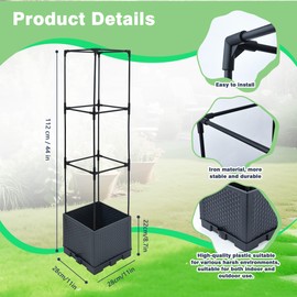 Sumloty 2 Pack Raised Garden Bed Planter Box with Trellis, 44" Self Watering Tomato Planter Box for Climbing Vegetable Flowers and Plants, Tomato Pot for Indoor Outdoor Patio Garden Planter Use