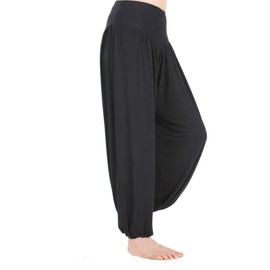 HOEREV Super Soft Modal Spandex Harem Yoga/Pilates Pants Black, Medium