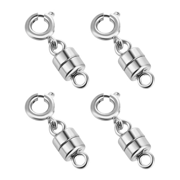 4 Pack Magnetic Necklace Clasps and Closures Magnetic Jewelry Clasps Connector Locking Magnetic Jewelry Clasp Converters for Jewelry Bracelet Necklace Making (2CM Silver)