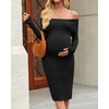 Yousify Womens Maternity Sweater Dresses Off Shoulder Long Sleeve Knit