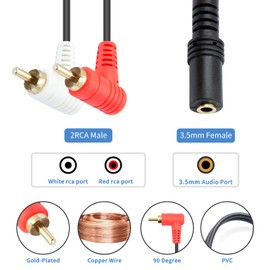 Maxhood RCA to 3.5mm Female Adapter, 3.5mm to RCA Splitter Adapter Cable, RCA to 3.5mm Stereo Audio Cable RCA to AUX Adapter for Headphone, Home Theater, Speaker, Smartphone, MP3, Tablet 5ft