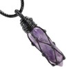 TUMBEELLUWA Hexagonal Amethyst Crystal Points Pendant Necklace for Unisex Wrapped