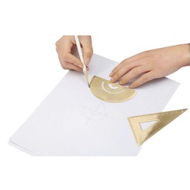 Brass Mathematical Geometry Set Retro Metal Wave Ruler and Triangle Ruler Geometry Standard Protractor Triangle Scale Math Kit Student Supplies Office Angle Measurement Accessories