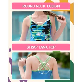 Angel season Girls Swimsuit Teen Girls Tankini Bathing Suit Size 15 Two Piece Set for Girls 2 Piece Swimsuit Summer Beach Modest Swimwear UPF 50+ Tween Swimming Suit Junior Tank Turquoise Floral