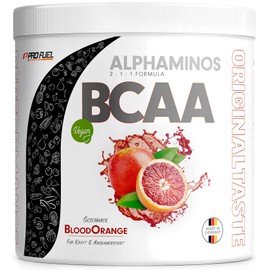 BCAA Powder 300 g Blood Orange, Test Winner Alphaminos BCAA 2:1:1 Drink, Incredibly Delicious Flavour, Essential Amino Acids Leucine, Isoleucine & Valine, 100% Vegan, Top Solubility - Laboratory Tested