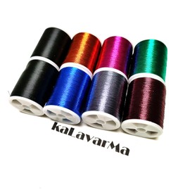 (8pcs*240yd) Kalavarma Metallic Wrapping Thread for Fishing Rod Guide 8pcs 7 Color 240 Yards/Spool 220M