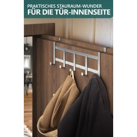 4smile Door Coat Rack for Hanging Inside - Stainless Steel Door Coat Rack for Back Door - Space Saving Door Hooks as Coat Hooks Door Inside with Non-Slip and Felt Pads
