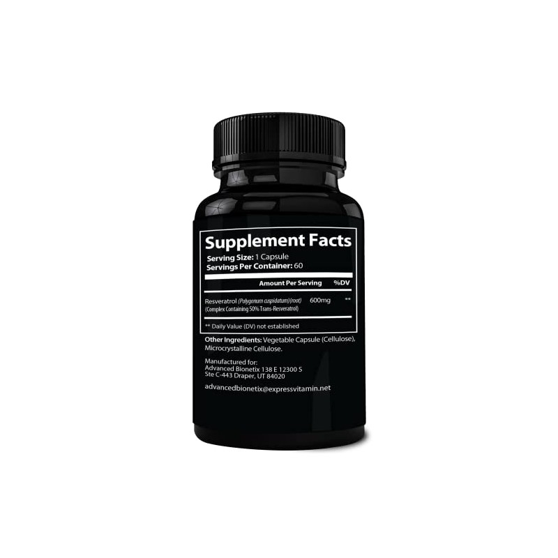 Advanced Bionetix 2X Potency Micronized Trans Resveratrol Supplement. 1200mg per