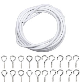 8 Meter Plastic Coated Curtain Wire with 10 Hooks and 10 Eyes, Multipurpose Curtain Wire Kit for Net Curtain Photos Crafts