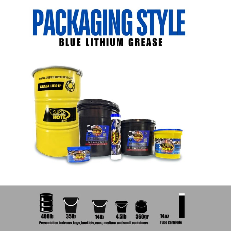 Lithium Grease Superkote 2000 / Cartridge/NLGI 2 / Multipurpose/Lubricant/EP/High Temp/Industry/Construction/Automotive/Blue
