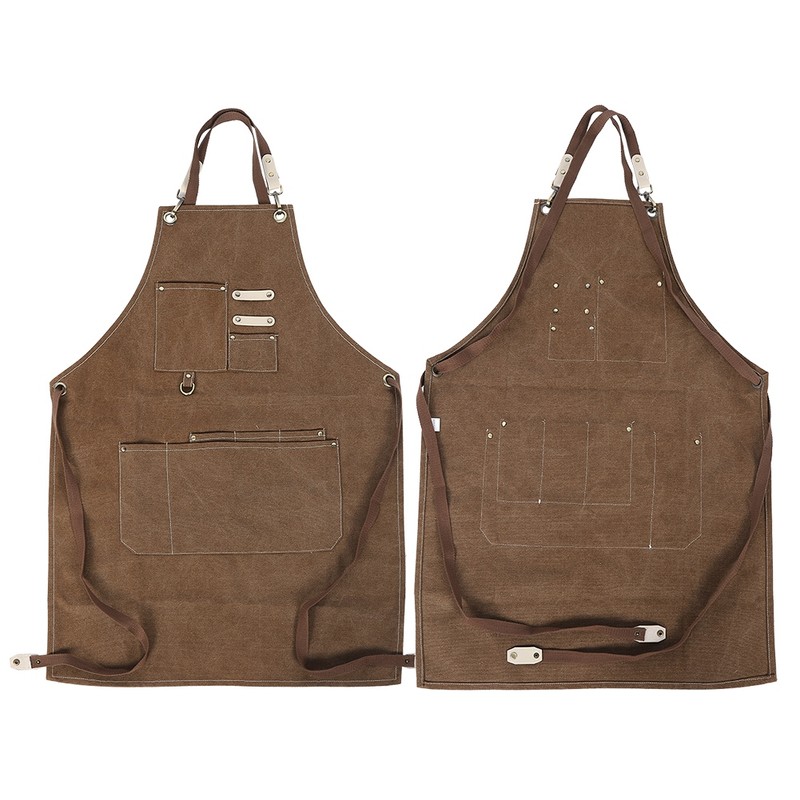 Adjustable Waterproof Apron with Pockets for Restaurant Kitchen Milk Tea