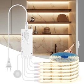 AIMENGTE Tira de Luz LED COB 12V para Gabinetes, Atenuación Táctil Penetrante 6-en-1, para Gabinetes de Vino, Estanterías de Zapatos, Gabinetes de Exhibición, Armarios, Gabinetes de Cocina y