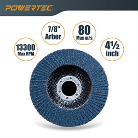 POWERTEC 4-1/2" Zirconia Flap Discs - 10-Pack 40 Grits for Angle Grinder, Compatible with DeWalt DCG413B, DWE402, DCG405B, DWE4011 - Ideal for Sanding and Grinding Metal & Stainless Steel (11101)