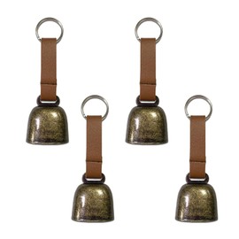 4 Pack Small Cow Bell for Dog Collar with Leather Strap, Bear Warning Bell, Loud Cowbell, Anti-Lost Grazing Copper Training Bells, Pet Tracker Noise Maker for Puppies Cat Horse Sheep Goat