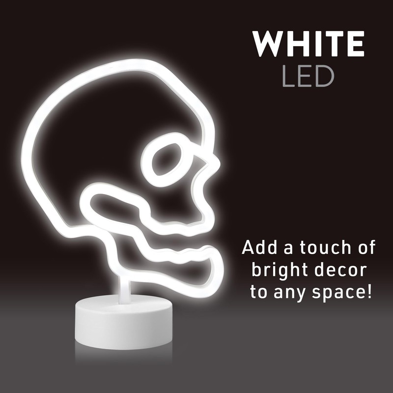 Xtreme Skull Neon Sign, White LED Skull Tabletop Sign with