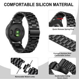 VELULYX Metal Strap for Garmin Venu 2/Venu 3, 22 mm Stainless Steel Band for Garmin Vivoactive 4, Forerunner 265, Forerunner 255/255 Music, Forerunner 745, First Avenger, Darth Vader