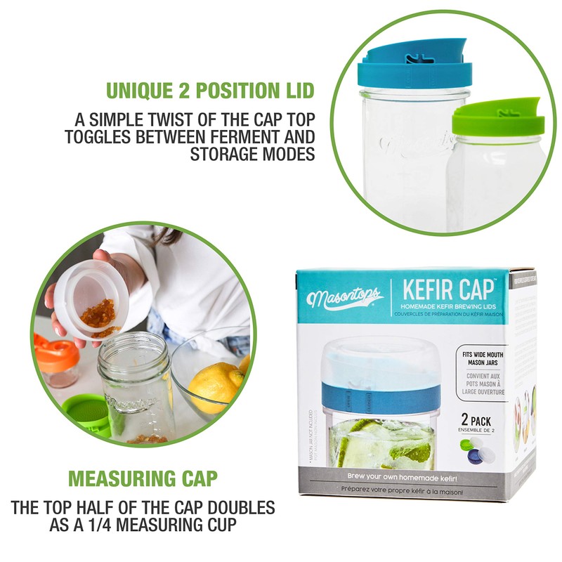 Masontops Kefir Caps - Wide Mouth Mason Jar Lids -