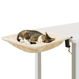 Erinnyees Cat Desk Bed, Cat Hammock for Desk, Washable Soft Plush Pet Mat, Supporting up to 44 Pounds, Nest Bed, Modern Pet Furniture Suitable for Home and Office, Square