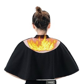 Self Heating Warm Shoulder Wrap Cape Neck Warmer Heat Pad Shoulder Protective Shawl for Postpartum Pregnancy Women Men Elderly (Black)