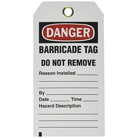 Brady 132422"" Tag, Polyester, 5 3/4" H x 3" W, Black/Red on White (Pack of 25)