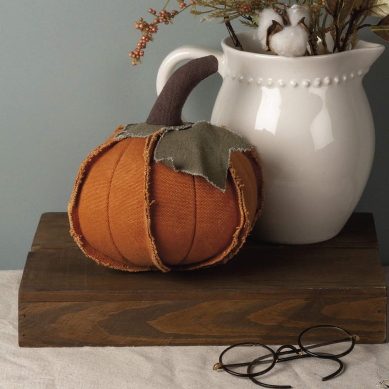 Primitives by Kathy Fabric Pumpkin Decoration, Medium, Orange