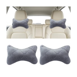 2PCS Car Headrest Pillow, Comfortable Ergonomic Design Vehicle Seat Neck Pillow for Driving Fatigue Relief, Soft Breathable Automotive Interior Head Rest Cushion Pad, Universal Fit (Gray)