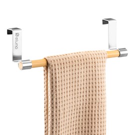 eluno Tea Towel Holder with Bamboo No Drilling for Hanging (Matte Stainless Steel)
