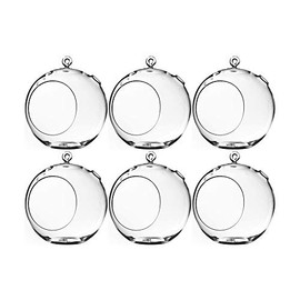WGV Hanging Terrarium Globe, Width 8", Height 9", DIY Air Succulent Planter, Clear Glass Vase Orb with Flat Bottom, Candle Holder for Windowsill Outdoor Garden Decor, 6 Pieces Bulk