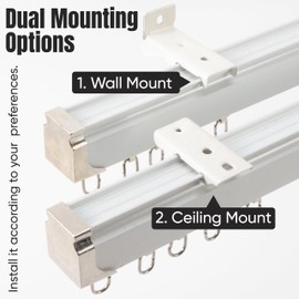 Jos & Haz Ceiling Curtain Track Set – 3ft-13ft / 4 Meter – Premium Heavy Duty Curtain Track, Ceiling Mount and Wall Mount for Room Divider, Living Room, Bedroom, Office