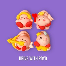 Kitty Cute Car Hook Pack of 4 Kuromi Cute car hoook for Purse car Hanger Cute car Organizer Cute headrest Hook Multi-Function Sticky Hook, Dashboard Hook for USB Cable, Key, Earphone (POYO)