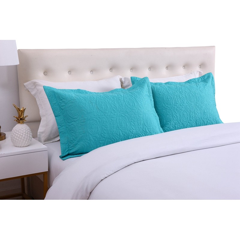 MarCielo 2-Piece Embroidered Pillow Shams, King Decorative Microfiber Pillow Shams