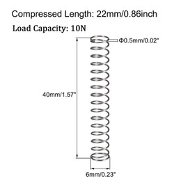TA-VIGOR 10Pcs Extended Compressed Spring, 6mm OD, 0.5mm Wire Size, 40mm Length Durable Stainless Steel Small Dual Hook Tension Spring for Furniture Screen Doors Repair Projects