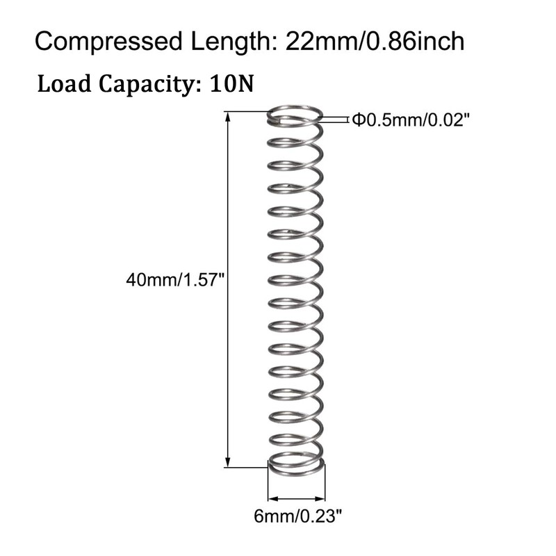 TA-VIGOR 10Pcs Extended Compressed Spring, 6mm OD, 0.5mm Wire Size,